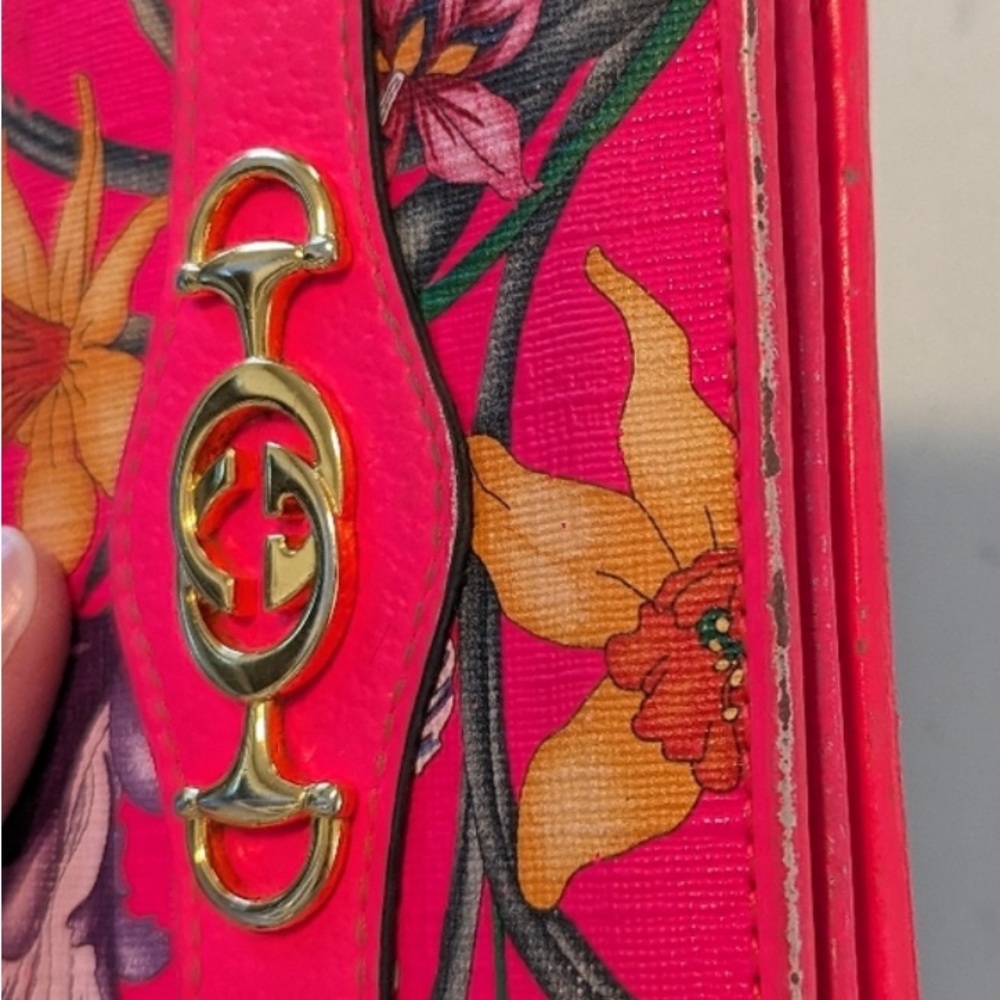 Gucci Pink Floral GG Horsebit Card Case - Picture 6 of 11